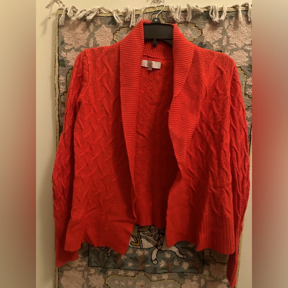 Sweater, cable knit, coral, extra small,